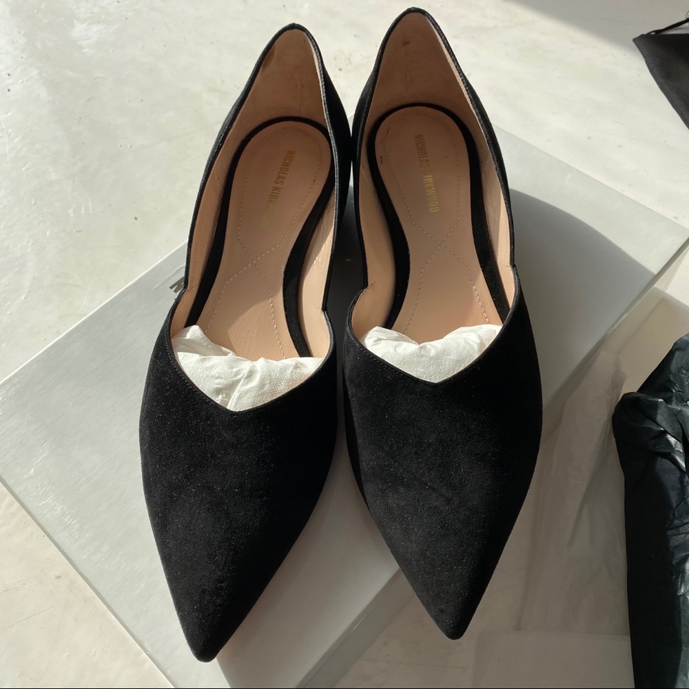 Nicholas Kirkwood Black Suede Suzi Ballerina Flats